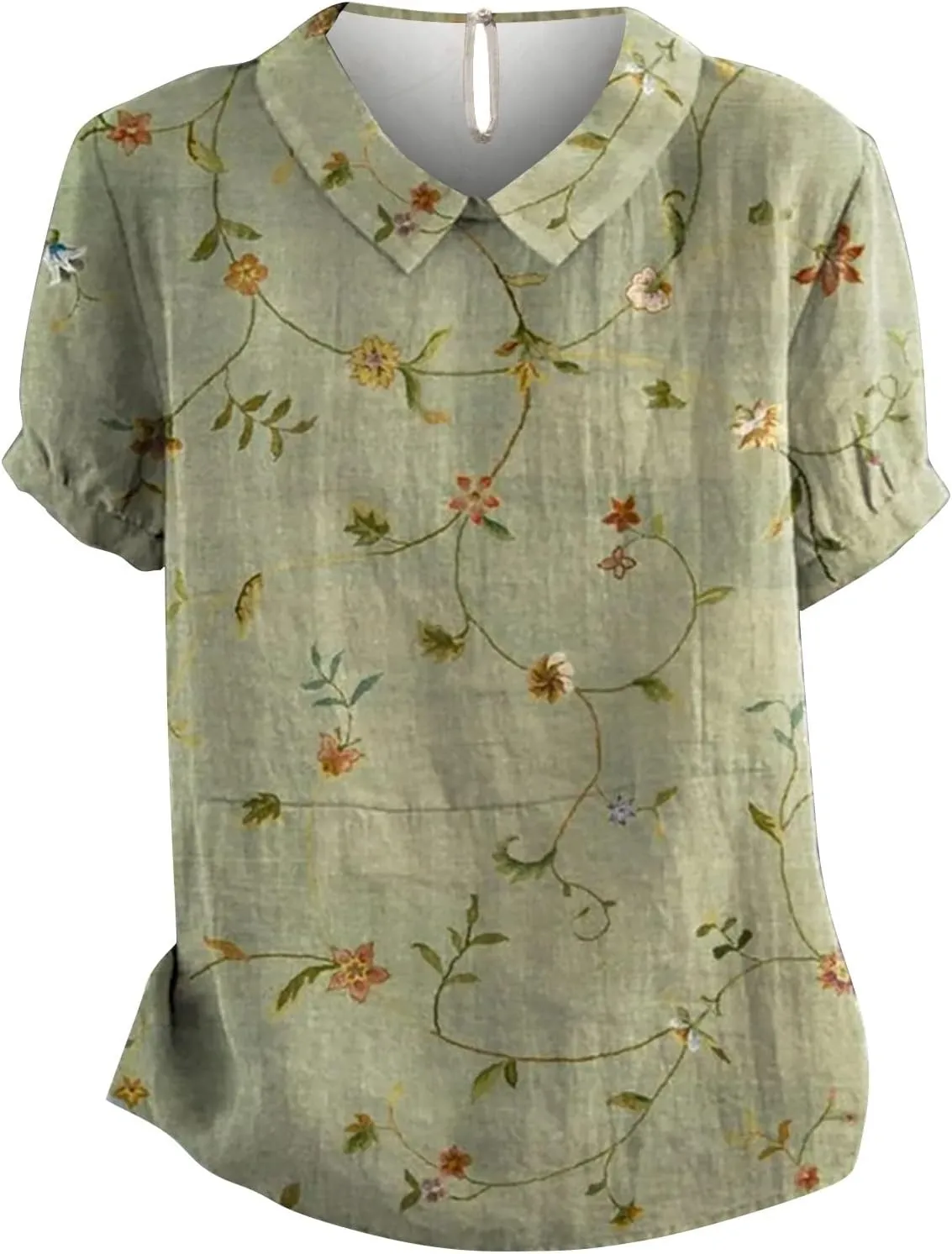 Womens Linen Tops Loose Plus Size Short Sleeve Lapel T Shirt Linen Loose Large Size Thin Lapel Shirt Oversized Linen Shirts