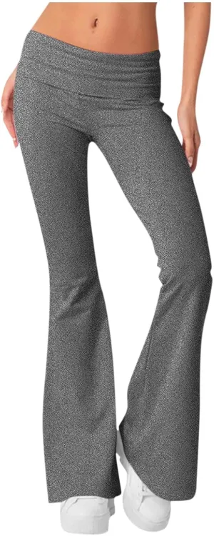 Women's Low Waisted Flare Leggings Bell Bottom Casual Lounge Bootcut Yoga Pants, Small-5X-Large