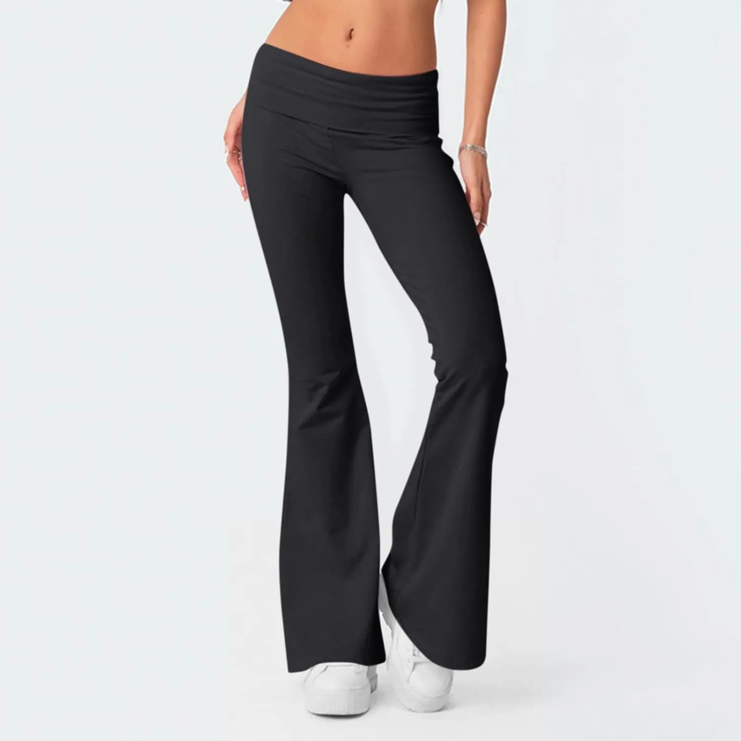 Women's Low Waisted Flare Leggings Bell Bottom Casual Lounge Bootcut Yoga Pants, Small-5X-Large