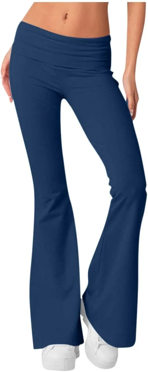 Women's Low Waisted Flare Leggings Bell Bottom Casual Lounge Bootcut Yoga Pants, Small-5X-Large