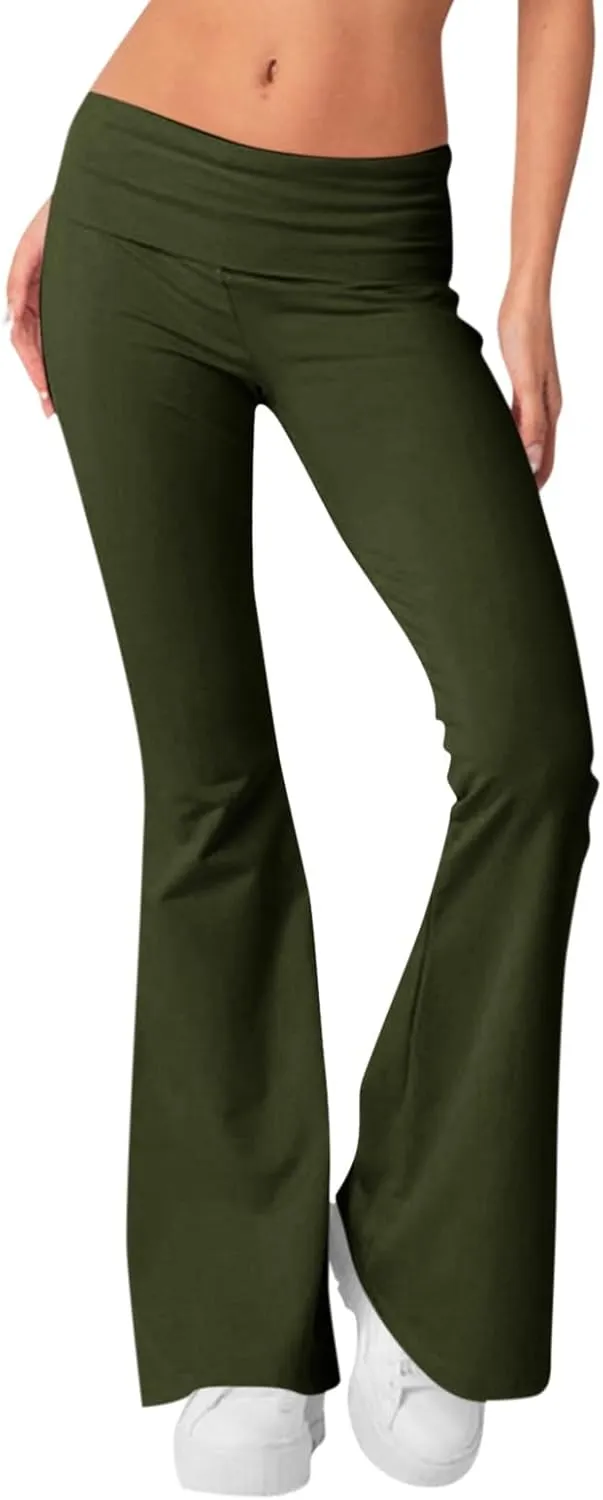Women's Low Waisted Flare Leggings Bell Bottom Casual Lounge Bootcut Yoga Pants, Small-5X-Large