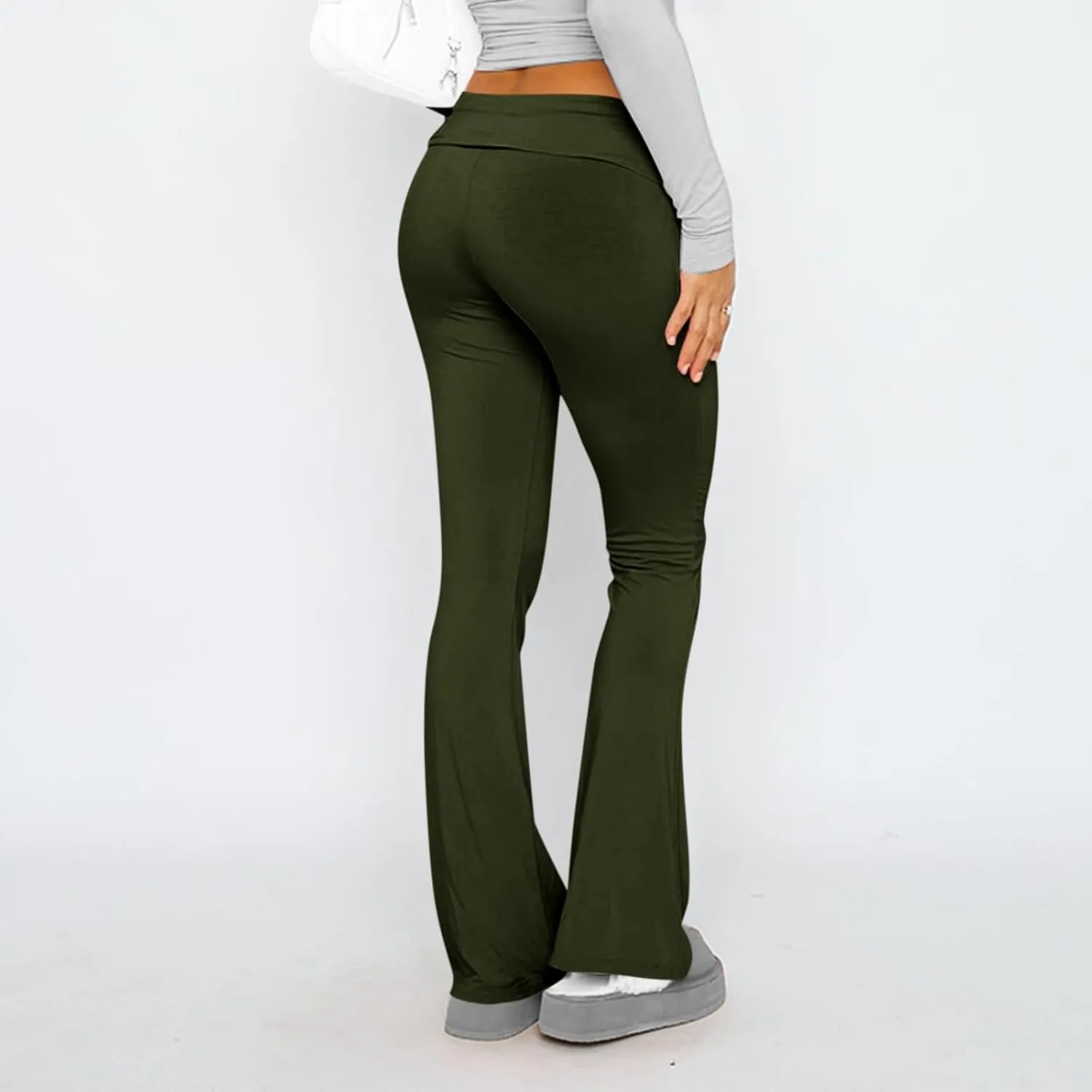 Women's Low Waisted Flare Leggings Bell Bottom Casual Lounge Bootcut Yoga Pants, Small-5X-Large