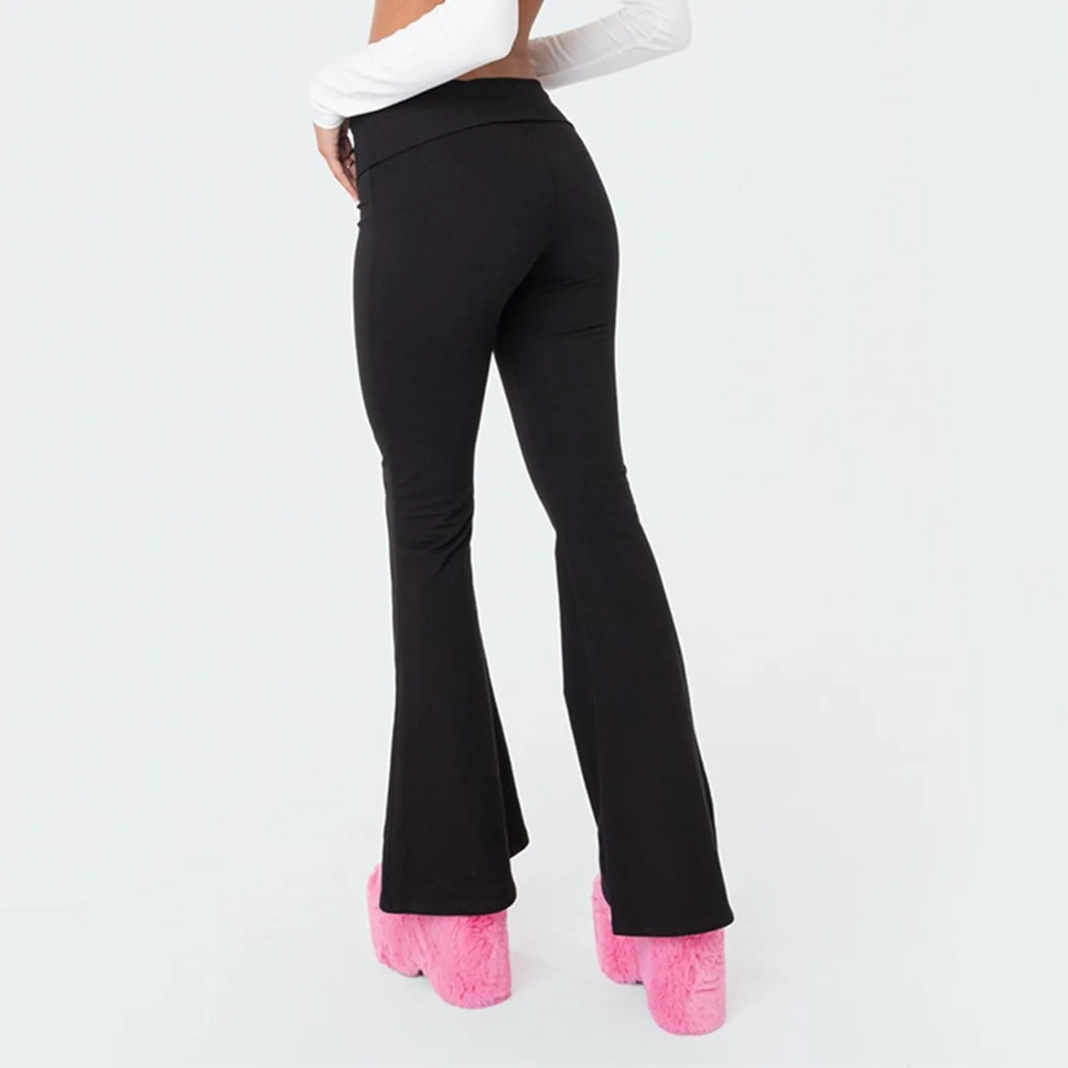Women's Low Waisted Flare Leggings Bell Bottom Casual Lounge Bootcut Yoga Pants, Small-5X-Large