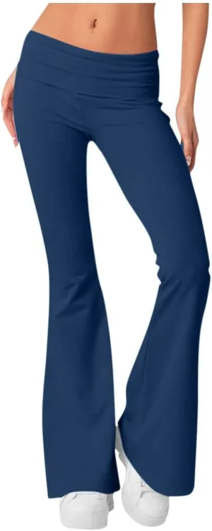 Women's Low Waisted Flare Leggings Bell Bottom Casual Lounge Bootcut Yoga Pants, Small-5X-Large