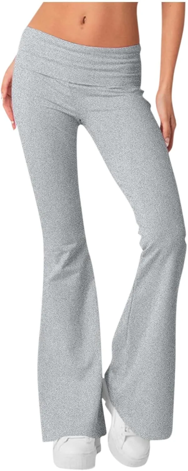 Women's Low Waisted Flare Leggings Bell Bottom Casual Lounge Bootcut Yoga Pants, Small-5X-Large