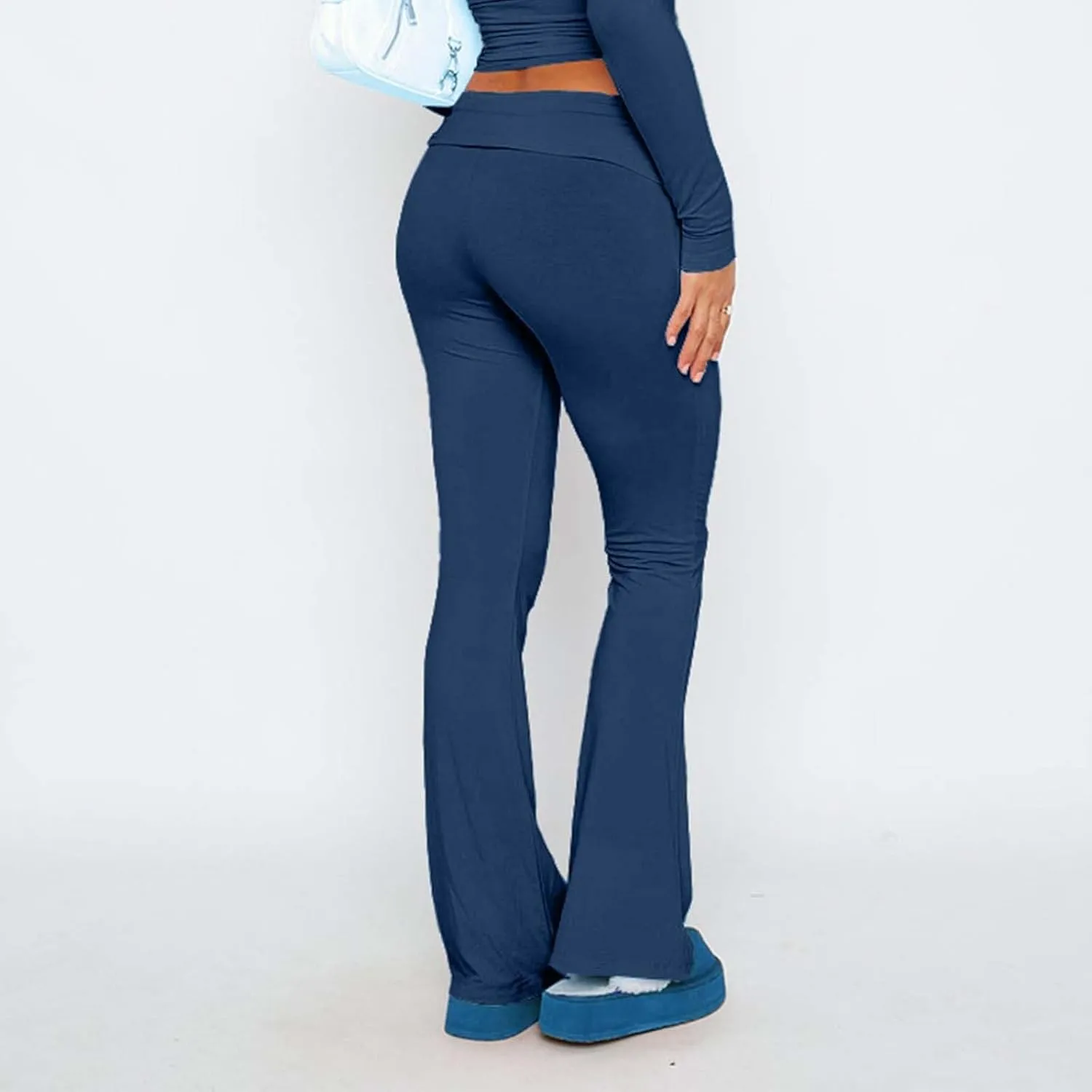 Women's Low Waisted Flare Leggings Bell Bottom Casual Lounge Bootcut Yoga Pants, Small-5X-Large