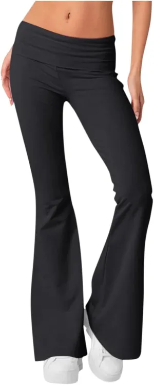 Women's Low Waisted Flare Leggings Bell Bottom Casual Lounge Bootcut Yoga Pants, Small-5X-Large