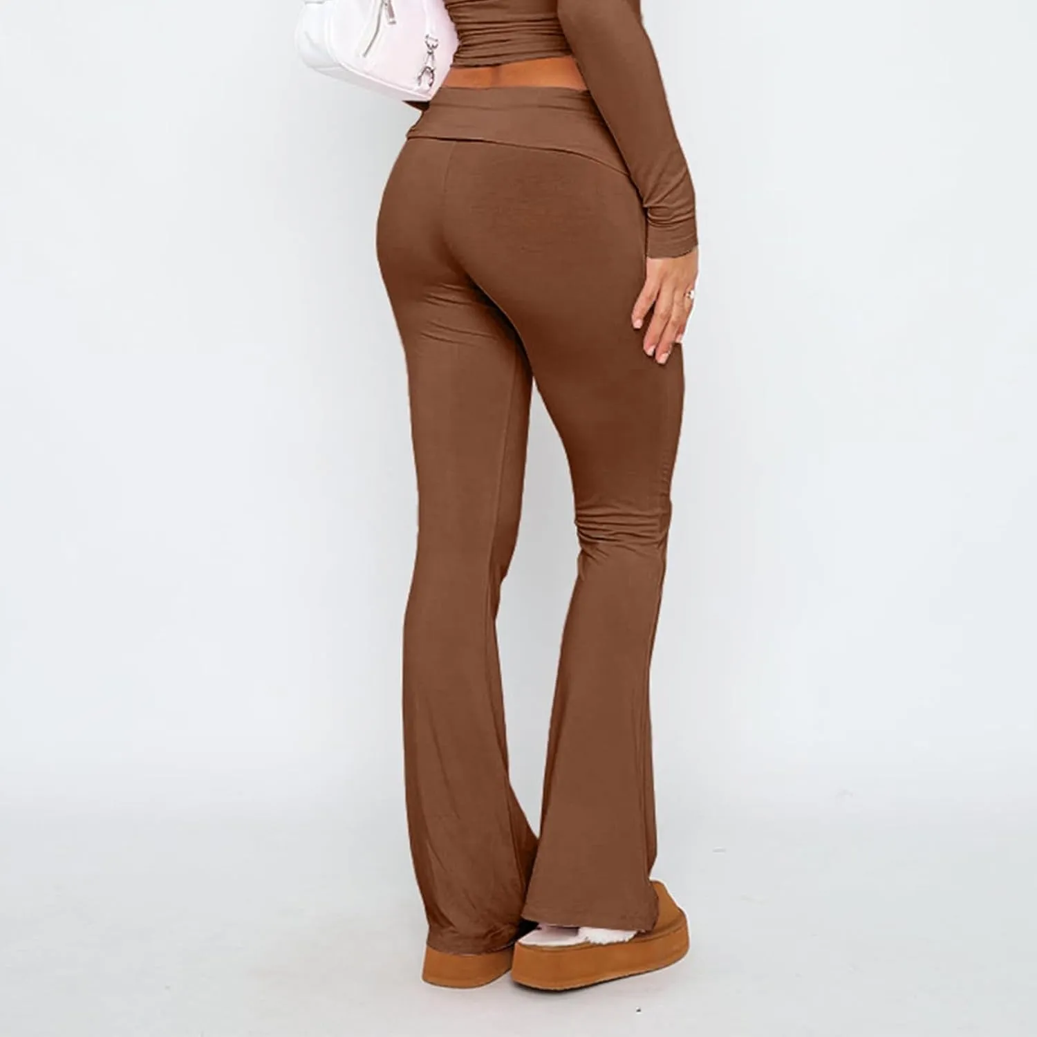 Women's Low Waisted Flare Leggings Bell Bottom Casual Lounge Bootcut Yoga Pants, Small-5X-Large