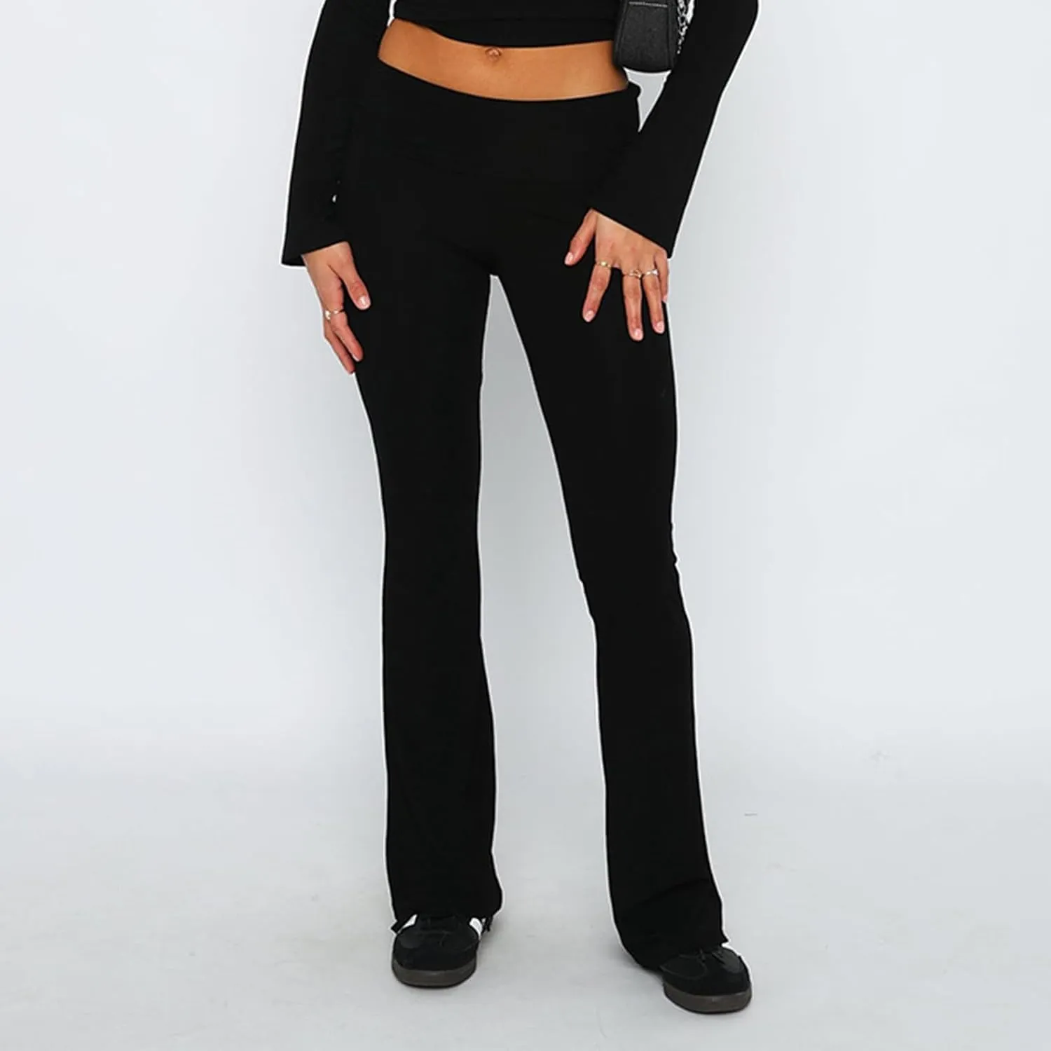 Women's Low Waisted Flare Leggings Bell Bottom Casual Lounge Bootcut Yoga Pants, Small-5X-Large