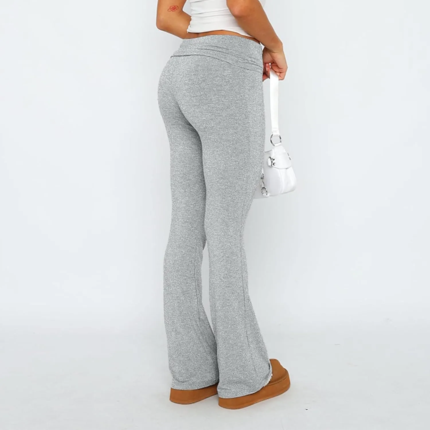 Women's Low Waisted Flare Leggings Bell Bottom Casual Lounge Bootcut Yoga Pants, Small-5X-Large