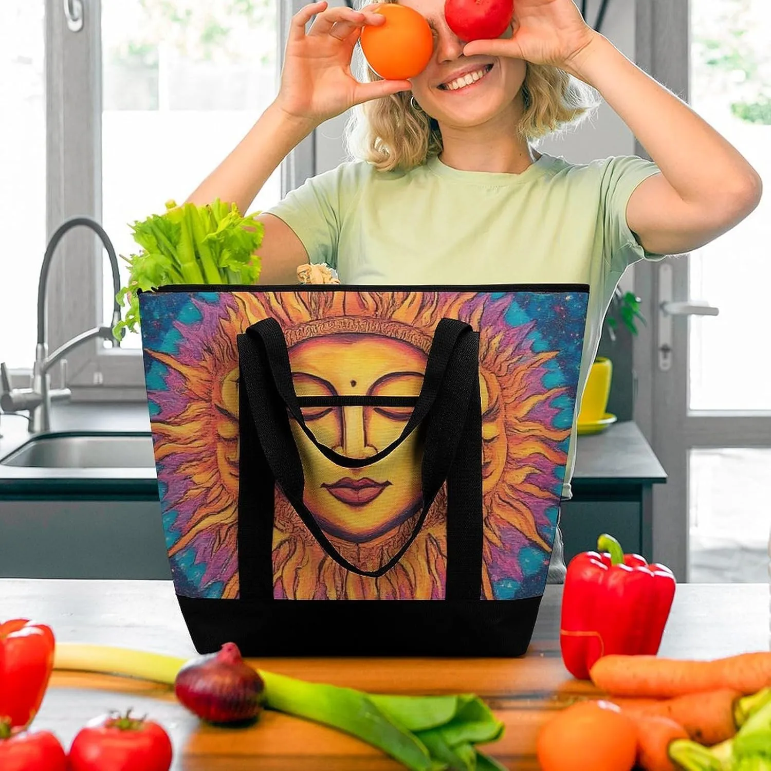 Women's Oversized Thermal Tote Bag Insulated One Shoulder Shopping Carrier