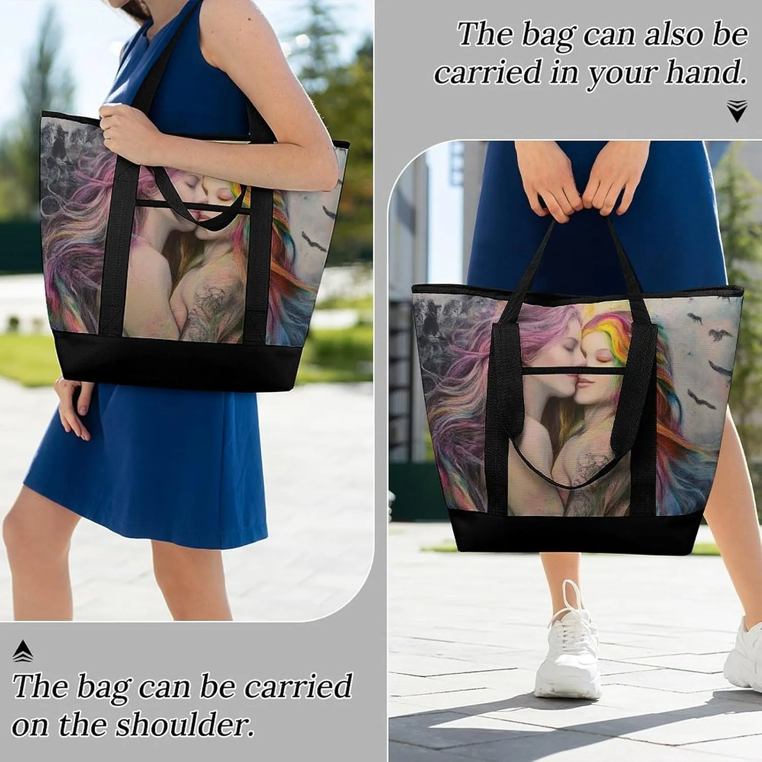 Women's Oversized Thermal Tote Bag Insulated One Shoulder Shopping Carrier