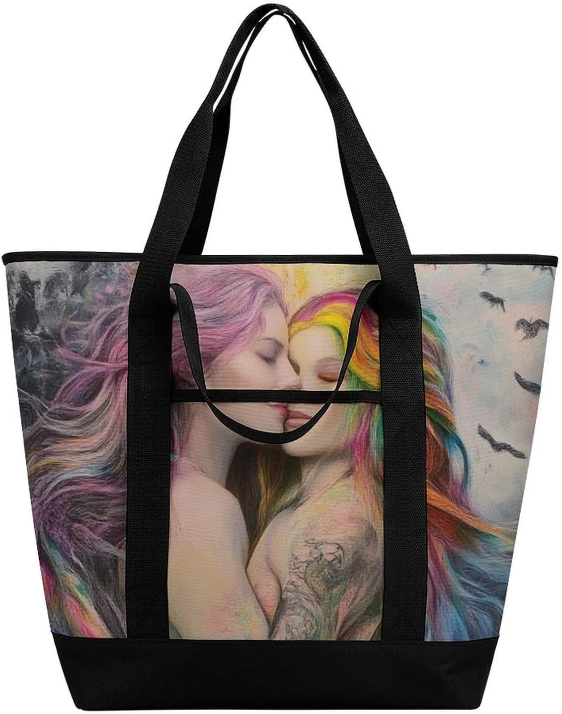 Women's Oversized Thermal Tote Bag Insulated One Shoulder Shopping Carrier