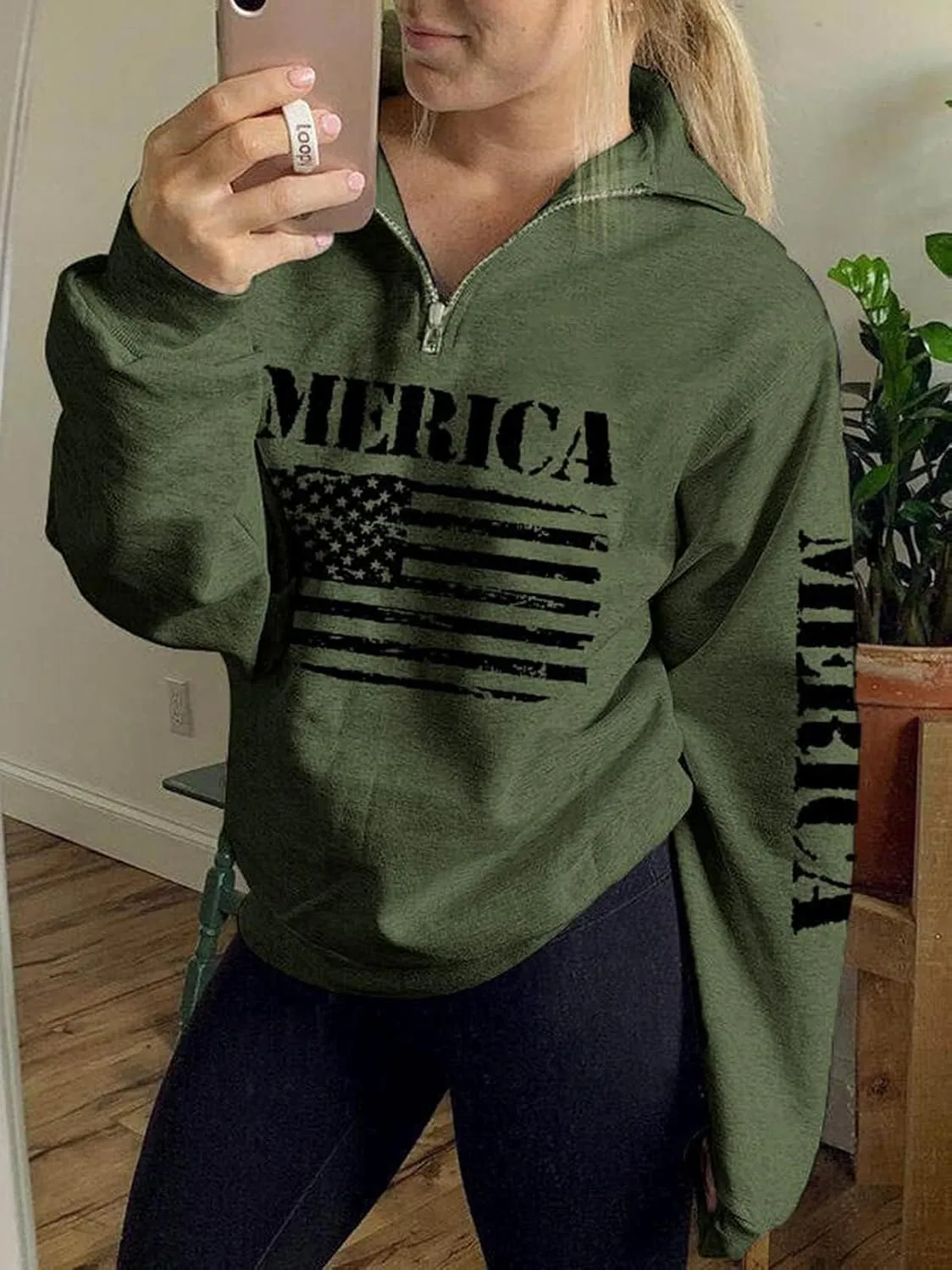 Womens Quarter Zip Shirt, Loose Casual Sweatshirt, 1/4 Zip Pullover Long Sleeve Tops for Women
