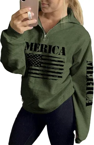 Womens Quarter Zip Shirt, Loose Casual Sweatshirt, 1/4 Zip Pullover Long Sleeve Tops for Women