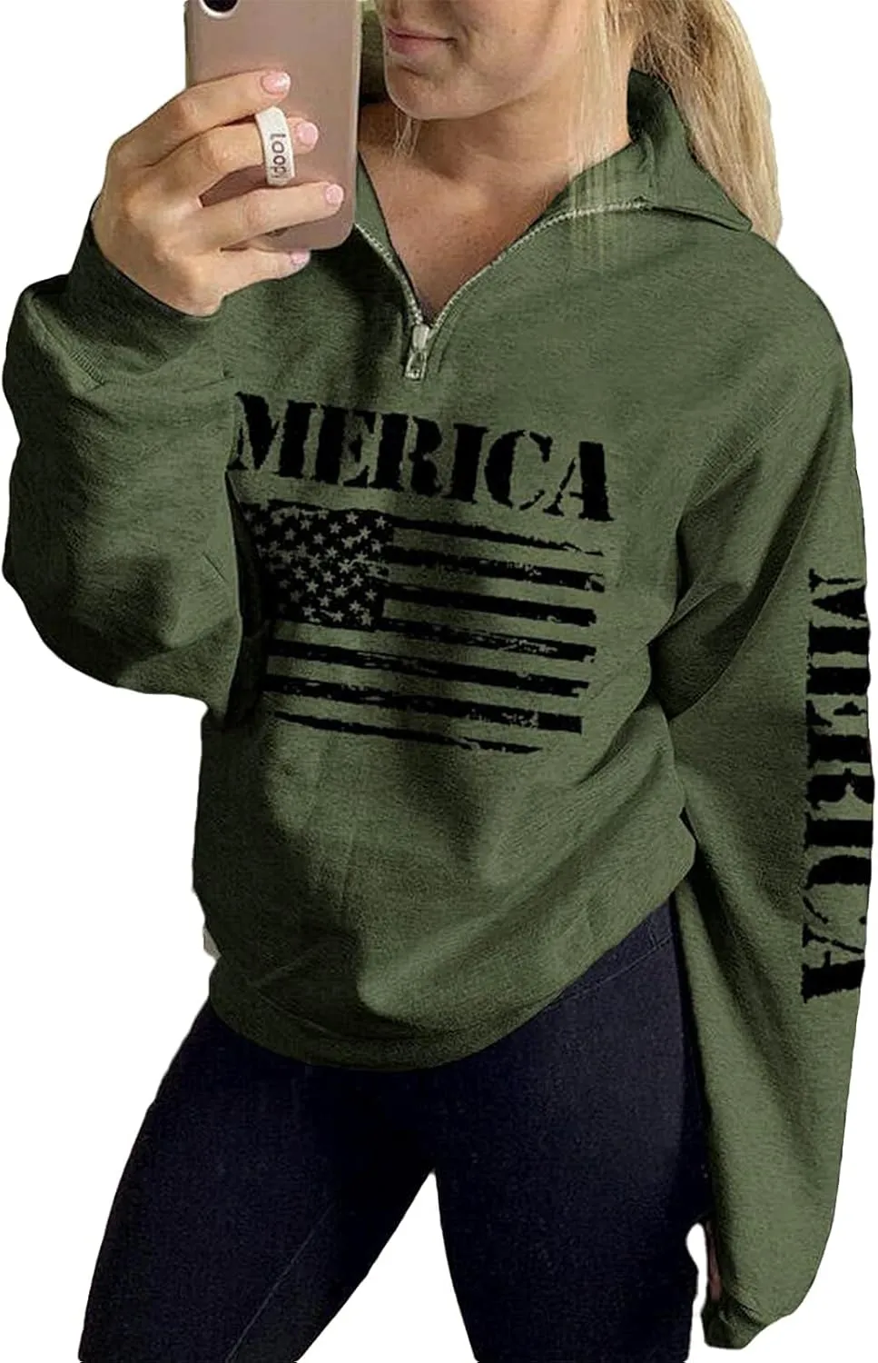 Womens Quarter Zip Shirt, Loose Casual Sweatshirt, 1/4 Zip Pullover Long Sleeve Tops for Women