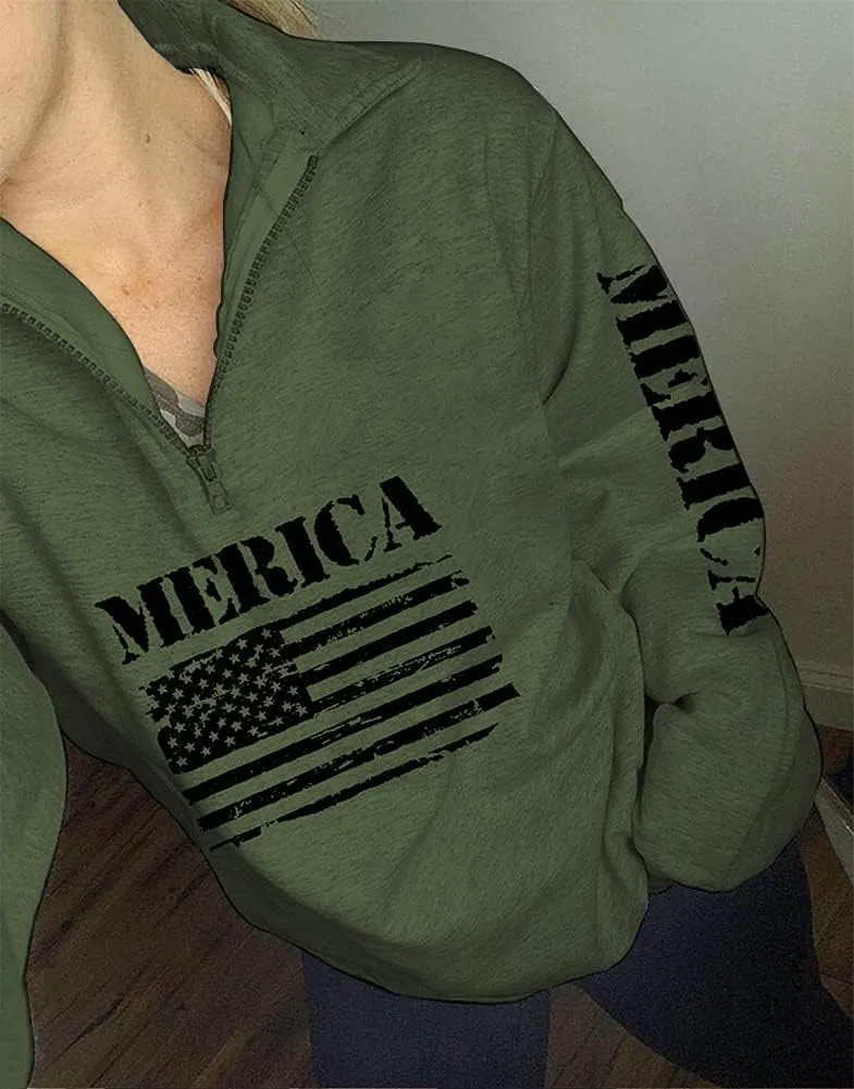 Womens Quarter Zip Shirt, Loose Casual Sweatshirt, 1/4 Zip Pullover Long Sleeve Tops for Women