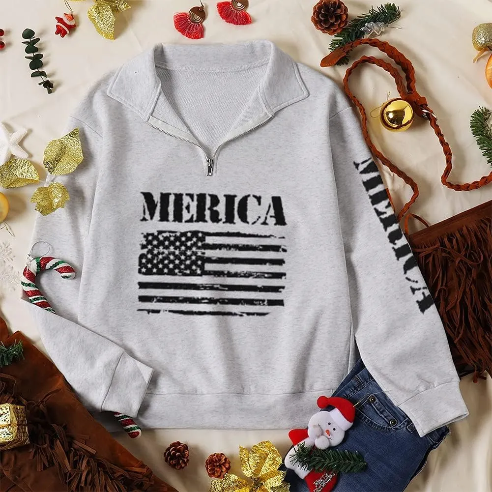 Womens Quarter Zip Shirt, Loose Casual Sweatshirt, 1/4 Zip Pullover Long Sleeve Tops for Women
