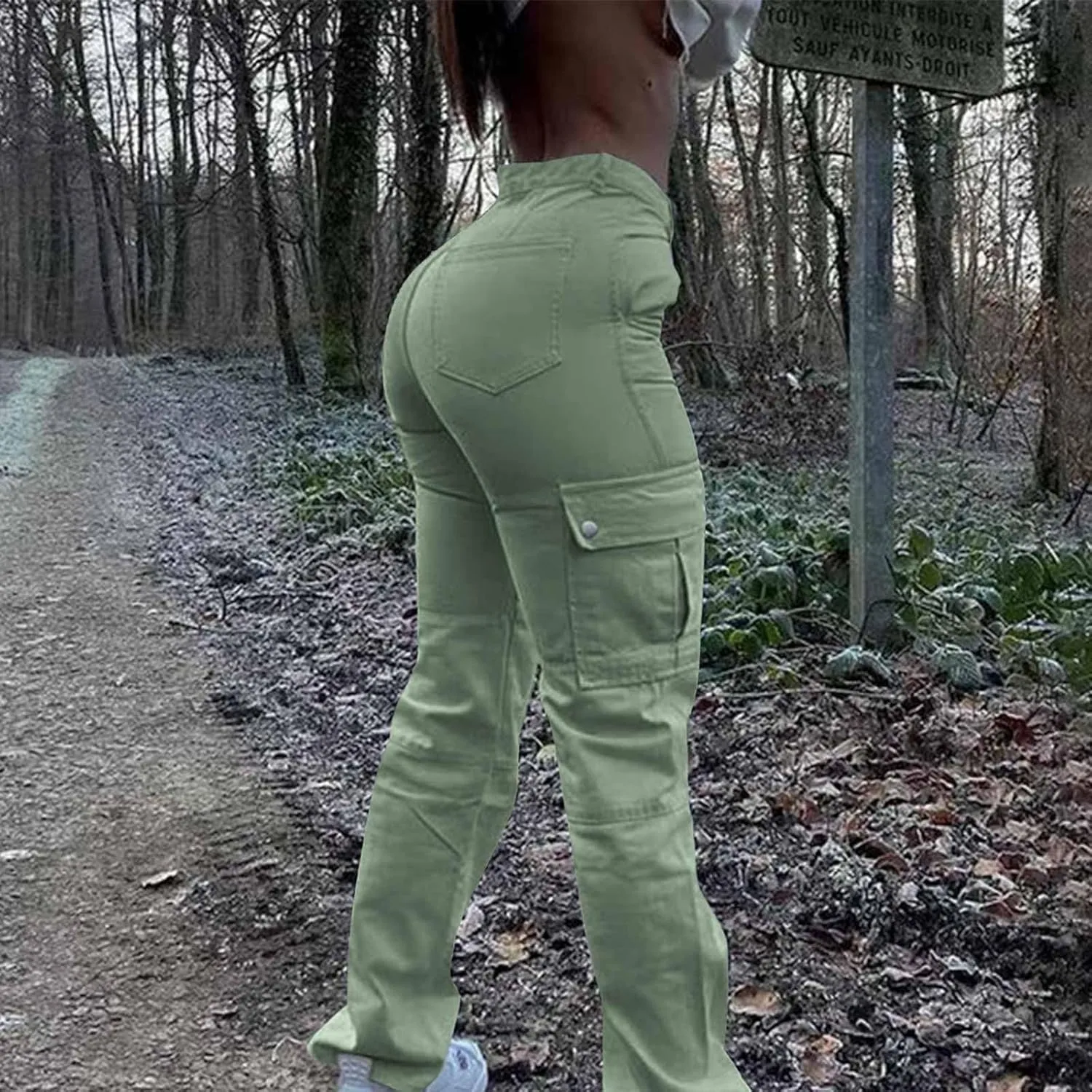 Women's Retro Denim Cargo Pants Casual High Waist Trousers Fashion Hippie Streetwear Wide Leg Jeans Pants with Pockets