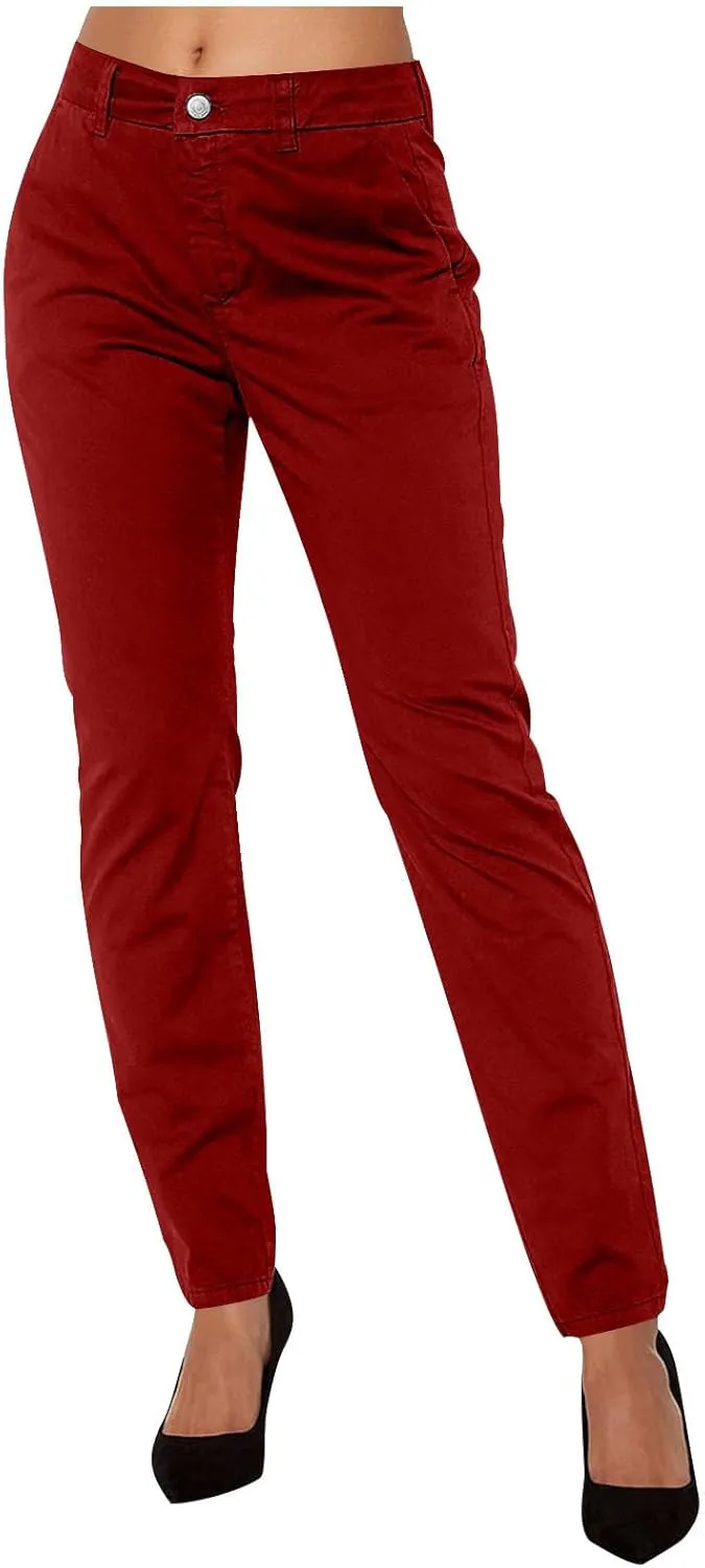 Women's Slim Fit Cargo Pant Work Pants Summer High Waisted Solid Button-On Business Casual Tight Trousers with Pockets