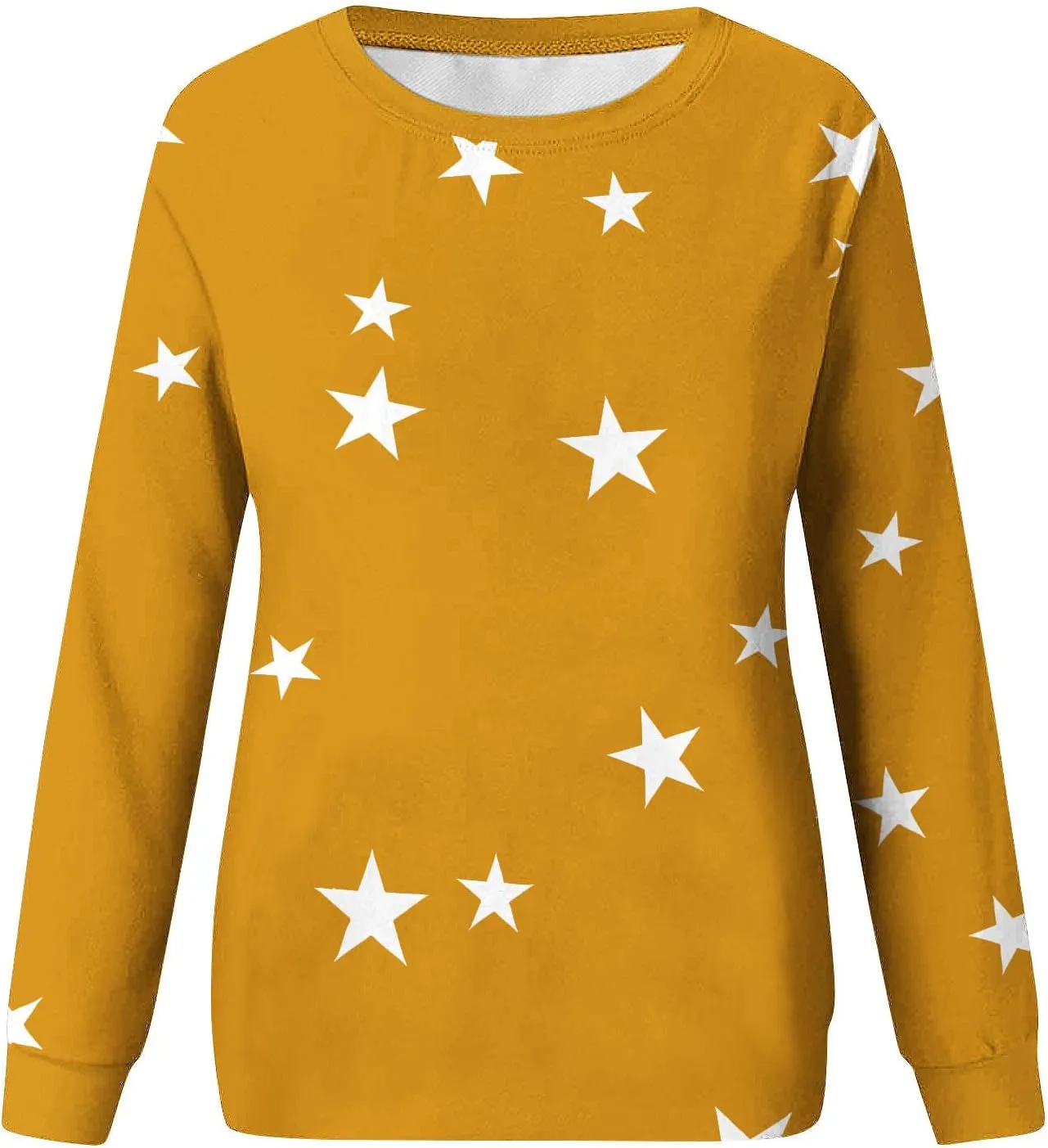 Women's Star Crewneck Sweatshirt Casual Long Sleeve Pullover Loose Comfy Sweater Fall Oversized Top Leisure Resort