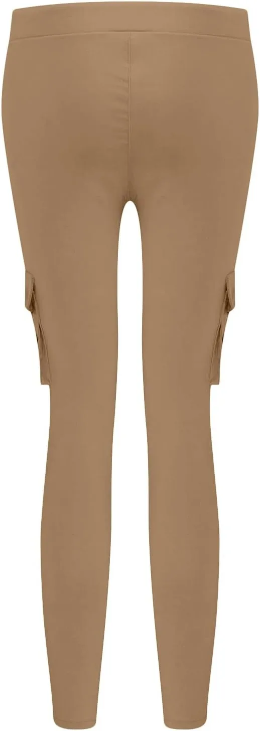 Women's Stretch Skinny Cargo Pants Casual High Waist Drawstring Cargo Joggers Butt Lift Pencil Trousers with Pockets