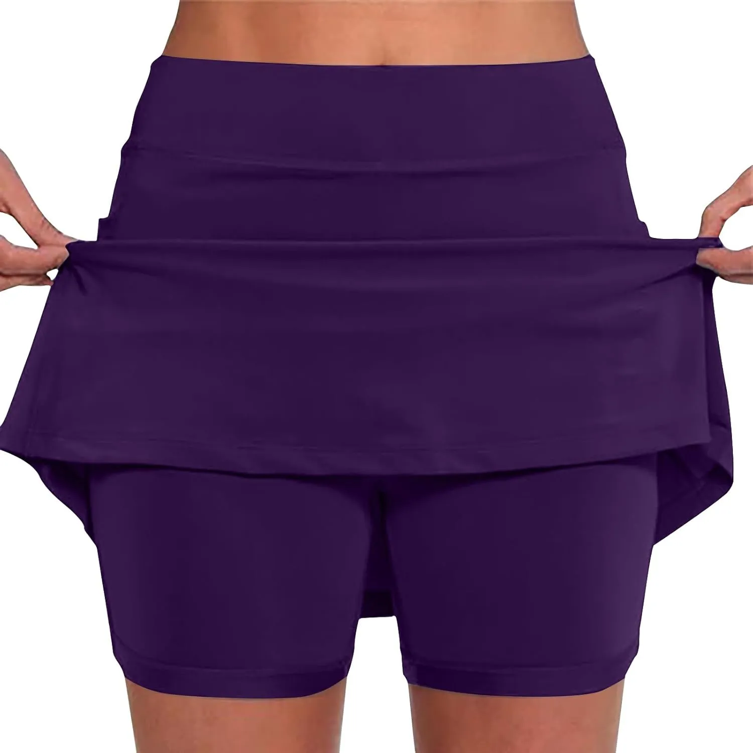 Women's Summer Skorts Shorts Shorts High Waist Plus Size Anti-Exposure Comfy Active Workout Running Short