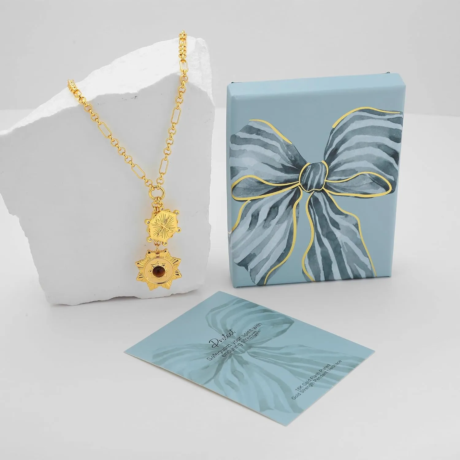 WOWORAMA Gold Pendant Necklace for Women Trendy Sun Star Cross Charm Necklace Lucky Leaf Heart Choker Necklace Chunky Gold Chain Necklace