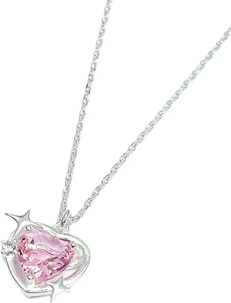 Y2k heart necklace for women cute cool Purple zirconia Pendant Collarbone chain necklace girl jewelry gift