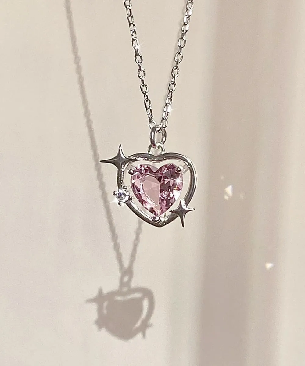 Y2k heart necklace for women cute cool Purple zirconia Pendant Collarbone chain necklace girl jewelry gift