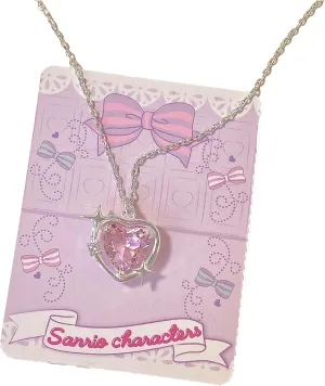 Y2k heart necklace for women cute cool Purple zirconia Pendant Collarbone chain necklace girl jewelry gift