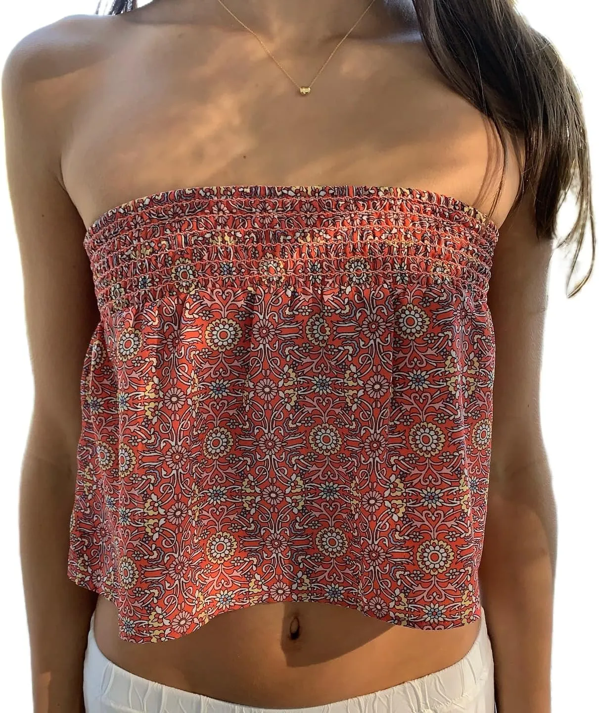 Y2k Vintage Boho Floral Tube Top Women Sexy Strapless Crop Bandeau Tops Ruffle Ruched Aesthetic Going Out Peplum Shirt