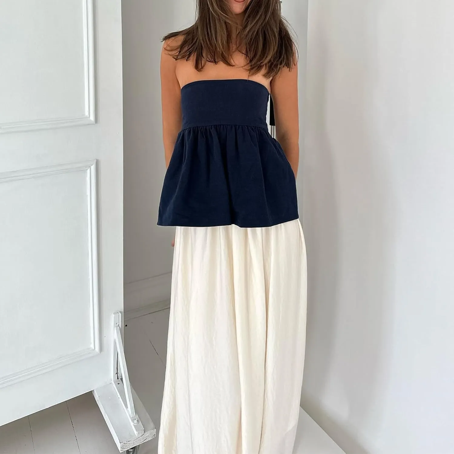 Y2k Vintage Boho Floral Tube Top Women Sexy Strapless Crop Bandeau Tops Ruffle Ruched Aesthetic Going Out Peplum Shirt