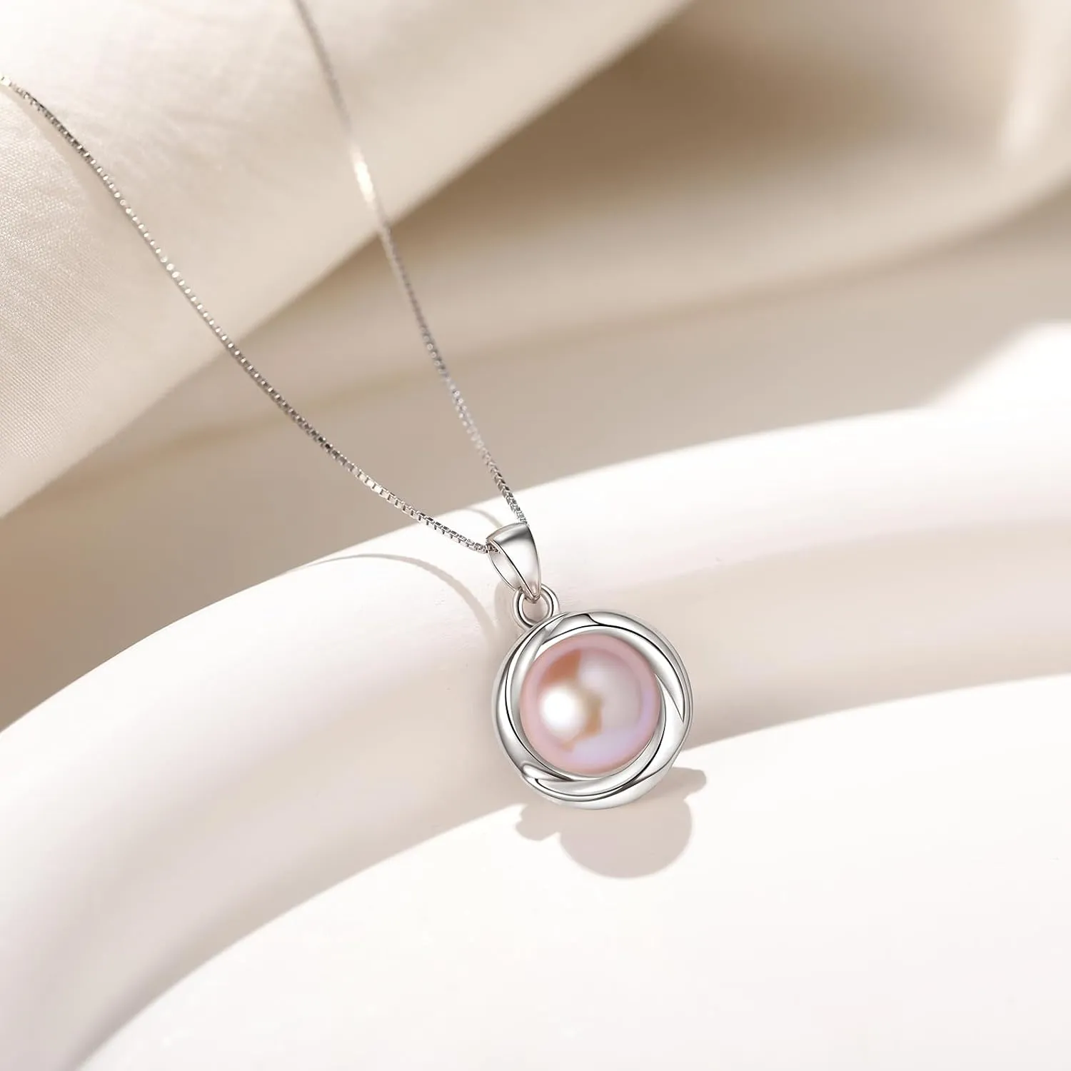 YAMI Pearl Necklace and Earring Set for Women, 925 Sterling Silver 10MM Cultured Pearls Pendant Necklace Pearl Stud Earrings Jewelry Set, 18Inch 2" Box Chain, Gifts for Mother Wife Her