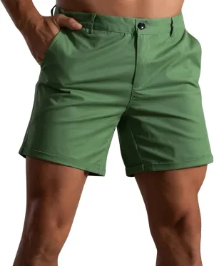 ZDOO Mens Flat Front Shorts Straight Leg Short Dress Pants Slim Fit Stretch Chino Shorts Business Casual Walk Shorts