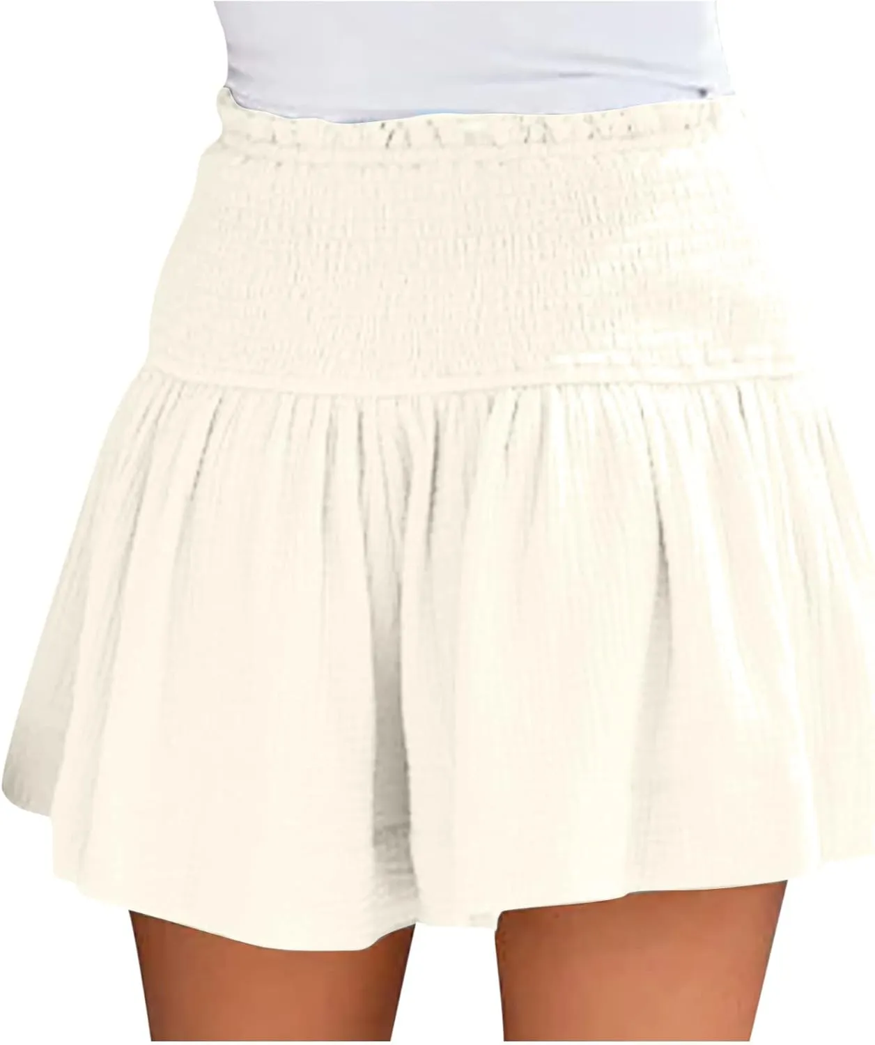 ZDRZK Loose Shorts Women Summer Casual Solid Elastic High Waisted Shorts Ruffle Hem 2024 Fashion Going Out Flowy Shorts