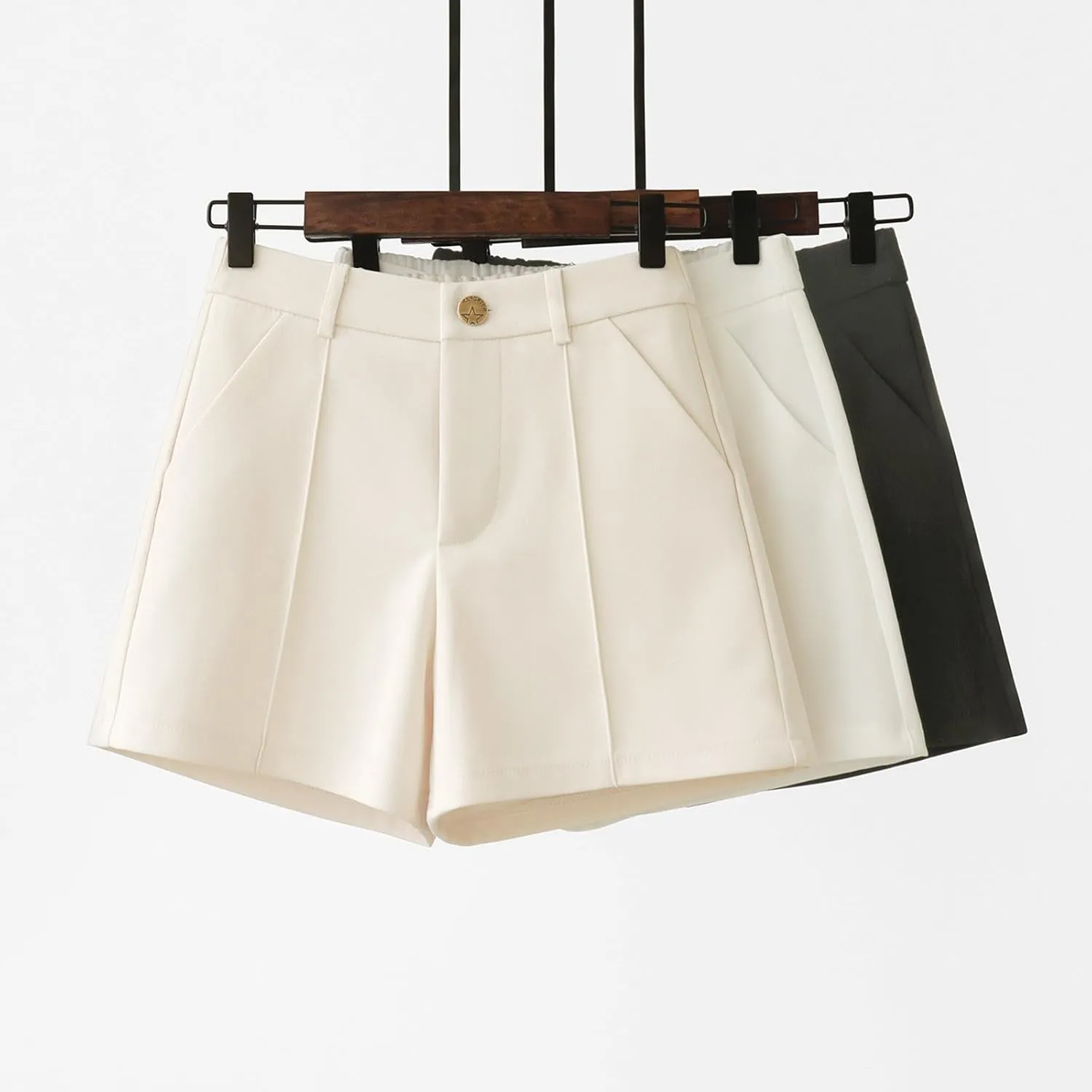 ZDRZK Trouser Shorts for Women High Waist Slim Wide Leg A-Line Business Shorts Elagant Outerwear Suit Casual Shorts Pants
