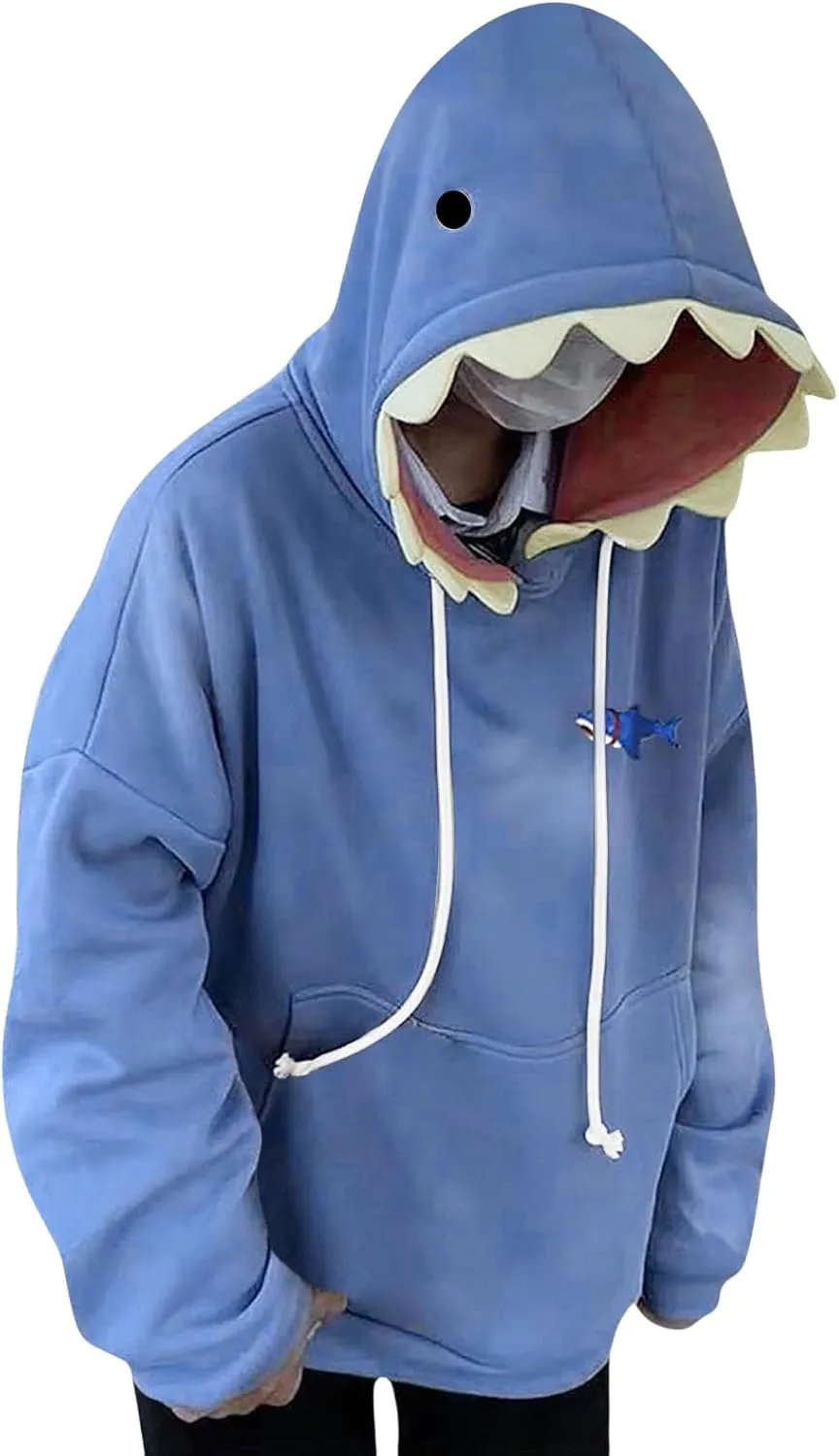 ZWRXW Women's Shark Hoodies Causal Long Sleeve Hooded Sweatshirts Trendy Fall Cute Pullover Outfits Tops with Kangaroo Pocket