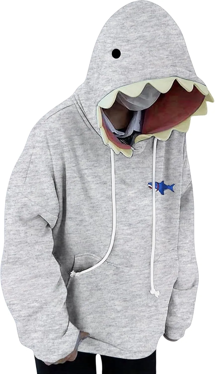 ZWRXW Women's Shark Hoodies Causal Long Sleeve Hooded Sweatshirts Trendy Fall Cute Pullover Outfits Tops with Kangaroo Pocket