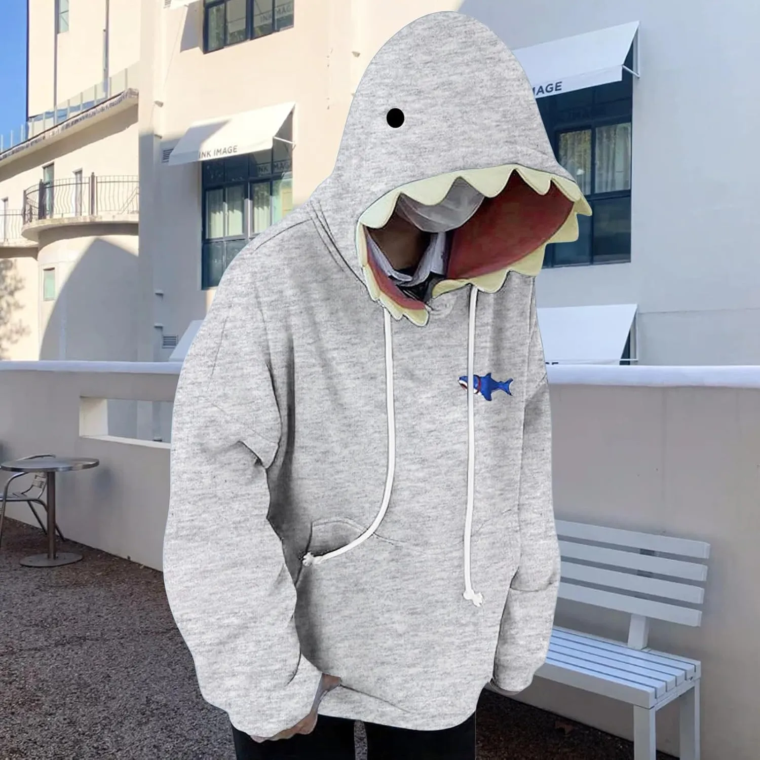 ZWRXW Women's Shark Hoodies Causal Long Sleeve Hooded Sweatshirts Trendy Fall Cute Pullover Outfits Tops with Kangaroo Pocket