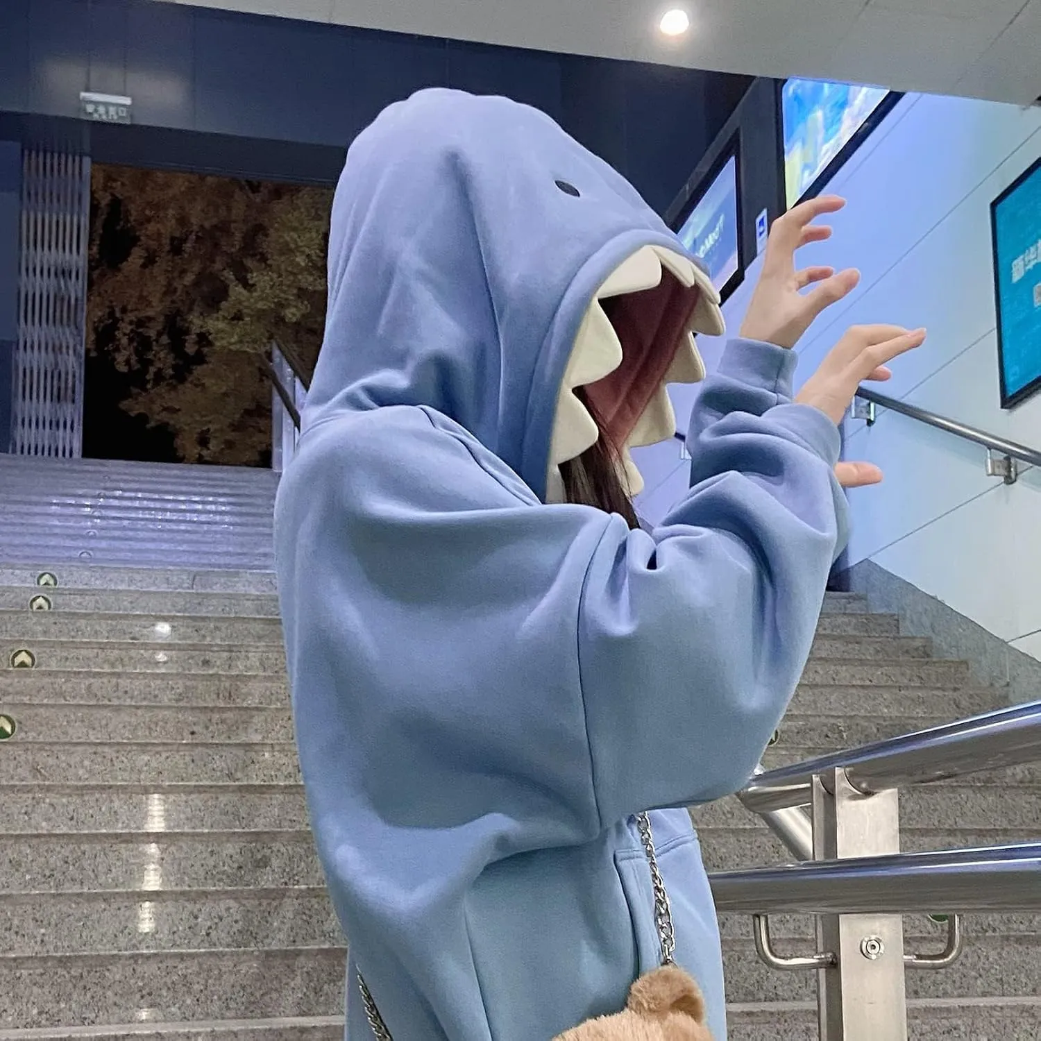 ZWRXW Women's Shark Hoodies Causal Long Sleeve Hooded Sweatshirts Trendy Fall Cute Pullover Outfits Tops with Kangaroo Pocket