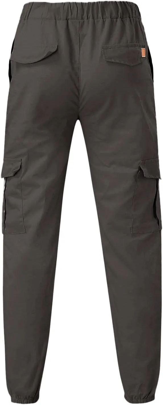 ZYXTIM Men's Hiking Cargo Pants Fashion Slim Fit Stretch Casual Work Chino Pants Drawstring Waterproof Running Sweatpants