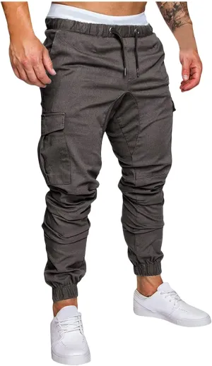 ZYXTIM Men's Hiking Cargo Pants Fashion Slim Fit Stretch Casual Work Chino Pants Drawstring Waterproof Running Sweatpants