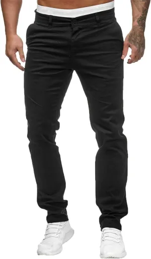 ZYXTIM Men's Slim-Fit Wrinkle-Resistant Flat-Front Button Casual Tapered Chino Pant Athletic Jogger Golf Cargo Work Pants