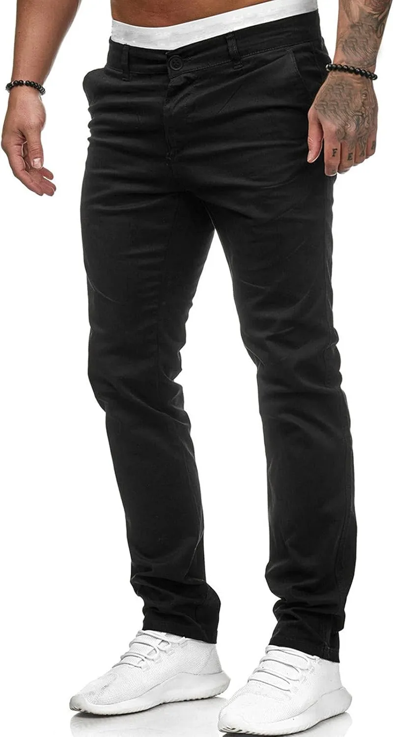 ZYXTIM Men's Slim-Fit Wrinkle-Resistant Flat-Front Button Casual Tapered Chino Pant Athletic Jogger Golf Cargo Work Pants