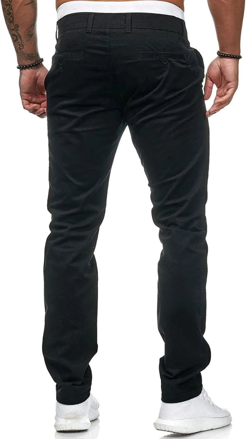 ZYXTIM Men's Slim-Fit Wrinkle-Resistant Flat-Front Button Casual Tapered Chino Pant Athletic Jogger Golf Cargo Work Pants