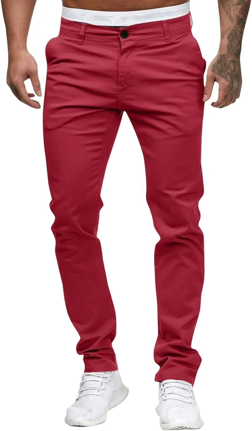 ZYXTIM Mens Work Chino Pants Slim Fit Tapered Cotton Fashion Business Casual Trousers Stertch Durable Ripstop Athletic Pants