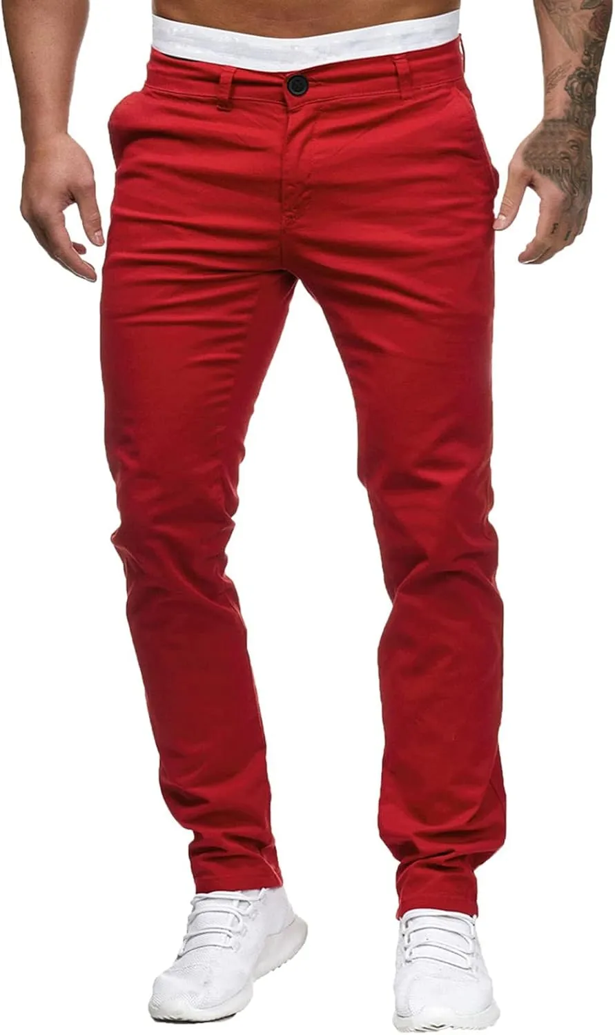 ZYXTIM Mens Work Chino Pants Slim Fit Tapered Cotton Fashion Business Casual Trousers Stertch Durable Ripstop Athletic Pants